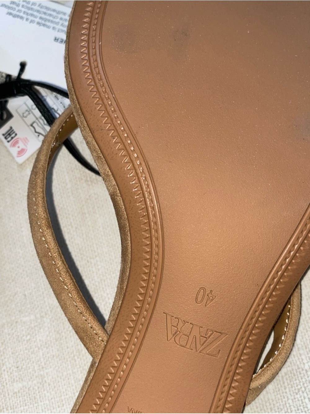 Zara Kitty Heels Sandals Euro 40 US 9 Tan Light Brown Leather NWT - Picture 13 of 16